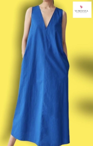ĐẦM LINEN XANH DƯƠNG TRANG NHÃ Yumi Hana