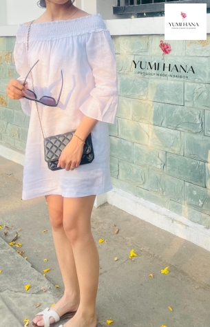 VÁY TRẮNG HỞ VAI XINH XẮN Yumi Hana