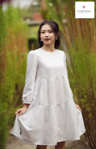 ĐẦM TRẮNG LINEN TRANG NHÃ Yumi Hana