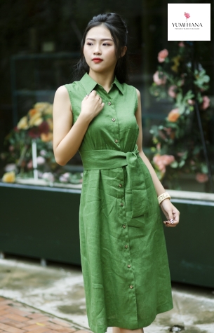 ĐẦM LINEN KẾT HỢP DÂY ĐEO Yumi Hana