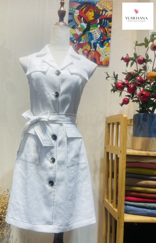 Đầm linen cổ danton Yumi Hana 