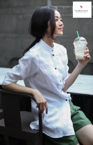 Sơ mi trắng chất liệu linen Yumi Hana 