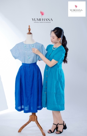 Đầm linen chạy ply Yumi Hana