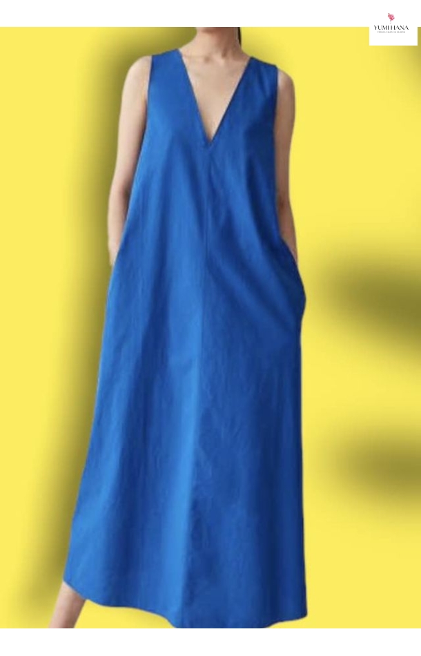 ĐẦM LINEN XANH DƯƠNG TRANG NHÃ Yumi Hana