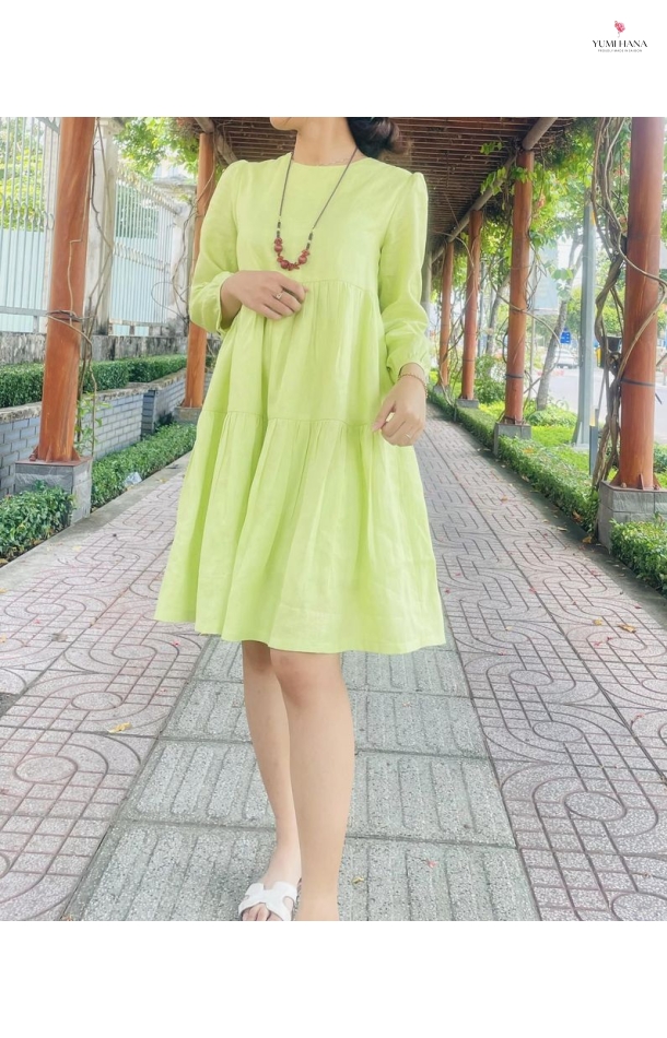 ĐẦM LINEN VÀNG BÚP BÊ Yumi Hana