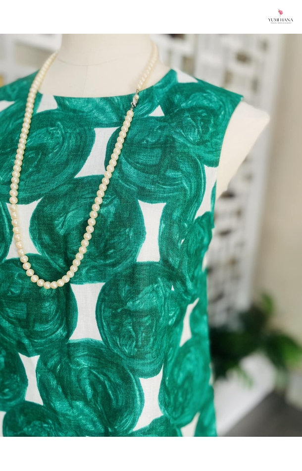 ĐẦM XANH LÁ HOA VĂN SANG TRỌNG Yumi Hana