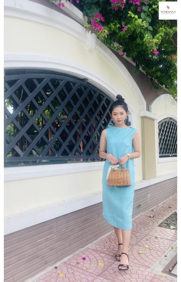 ĐẦM LINEN XANH DA TRỜI NHẸ NHÀNG Yumi Hana