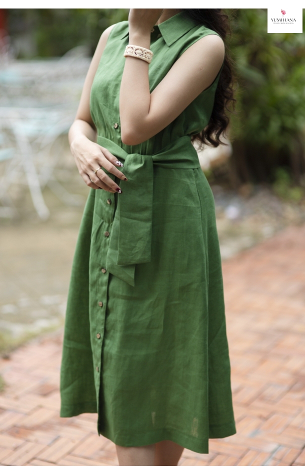 ĐẦM LINEN KẾT HỢP DÂY ĐEO Yumi Hana