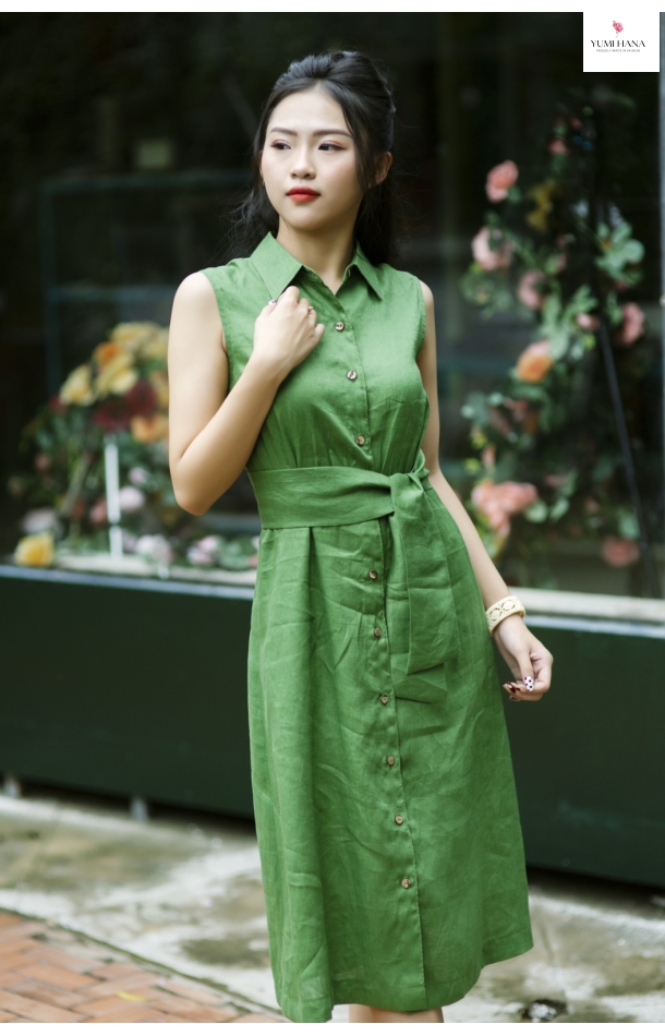 ĐẦM LINEN KẾT HỢP DÂY ĐEO Yumi Hana
