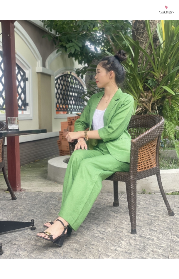 BỘ VEST LINEN XANH LÁ TRẺ TRUNG Yumi Hana