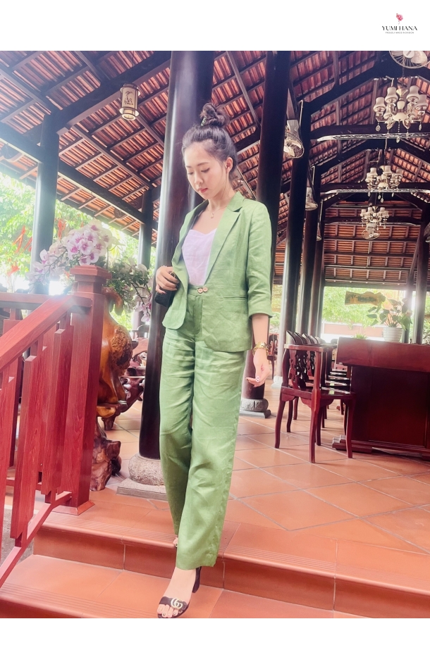 BỘ VEST LINEN XANH LÁ TRẺ TRUNG Yumi Hana