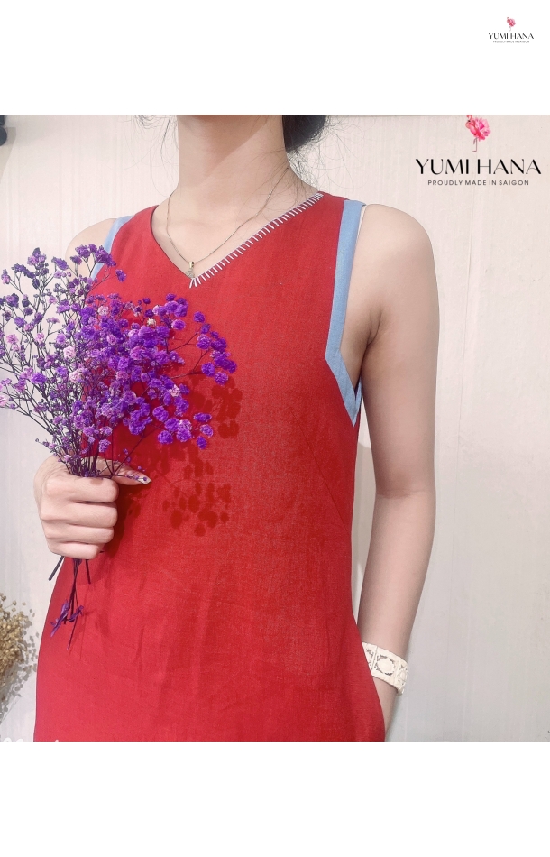 ĐẦM LINEN PHỐI VIỀN CỔ Yumi Hana