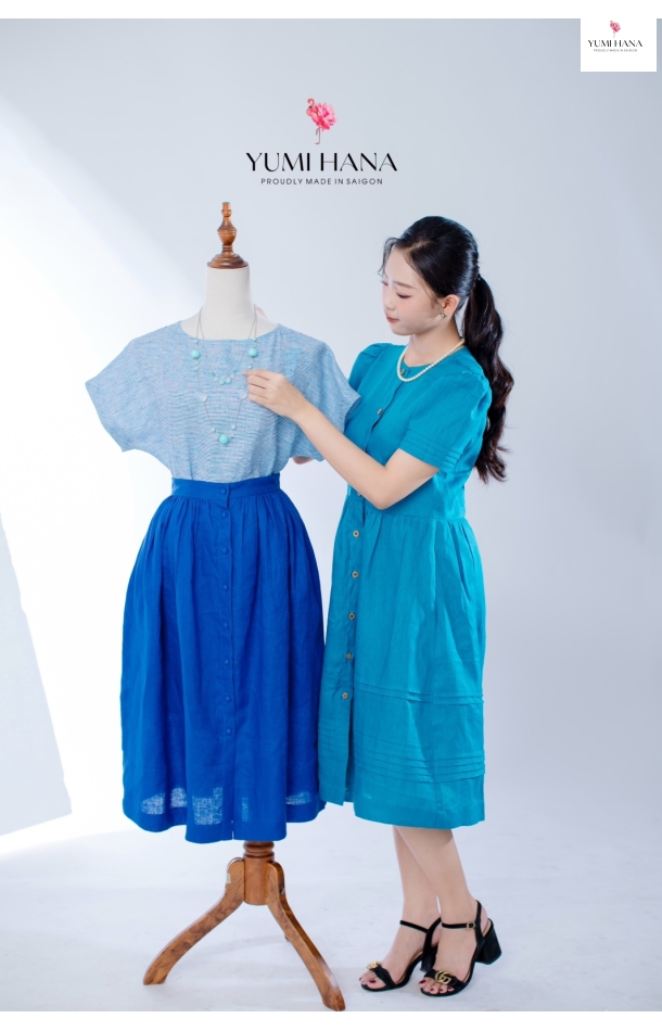 Đầm linen chạy ply Yumi Hana
