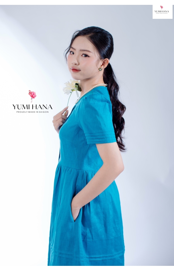 Đầm linen chạy ply Yumi Hana