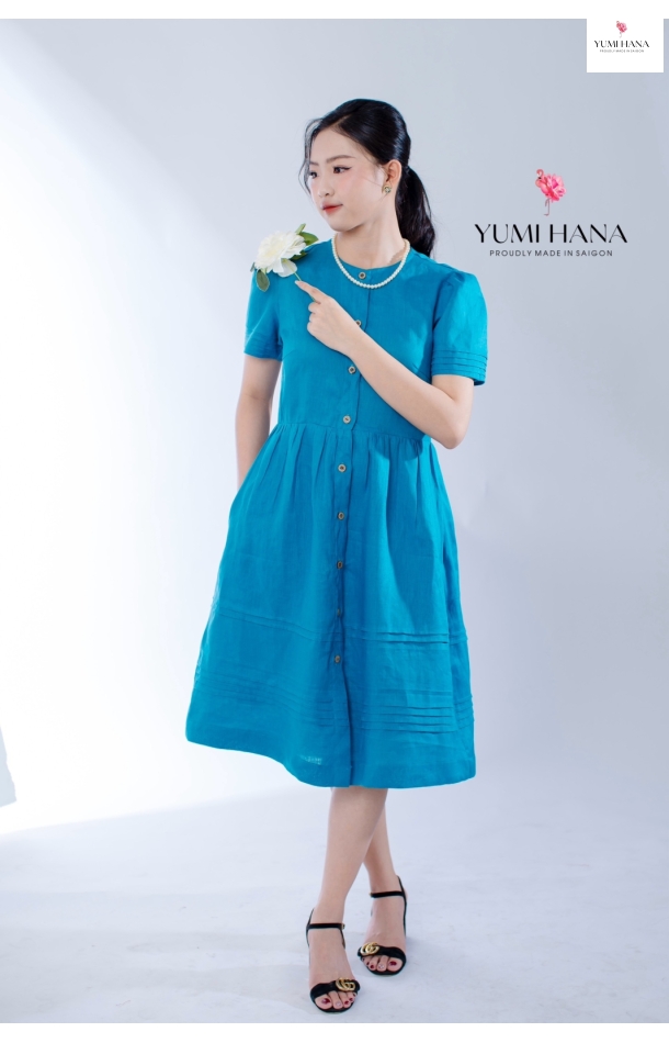 Đầm linen chạy ply Yumi Hana
